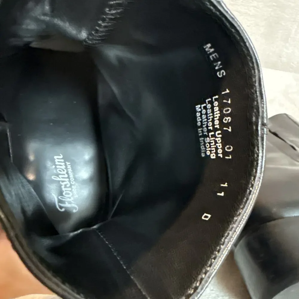 FLORSHEIM Vtg Beatle Ankle Boots Mens USA Sz 11 D Side Zip Black Leather Shoes